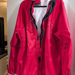 L.L. Bean Men's Red Raincoat with Black Trim